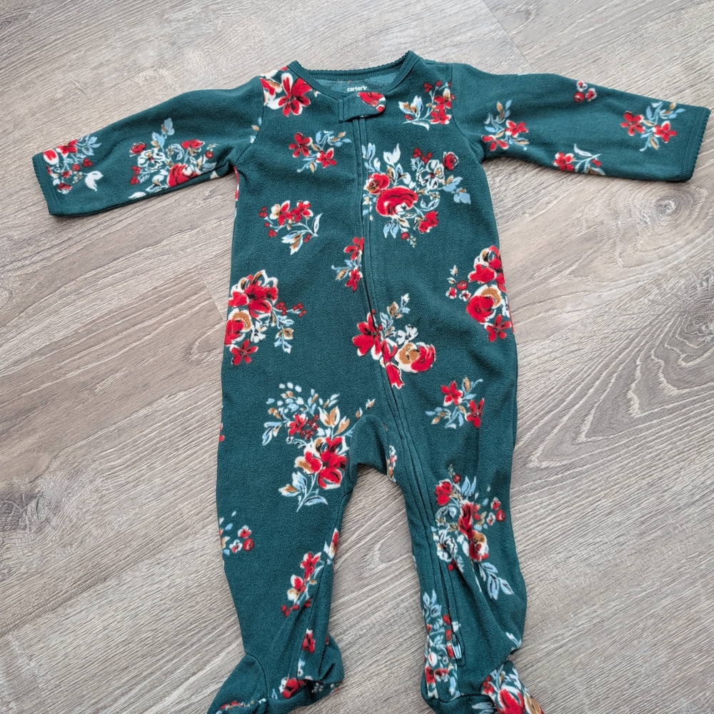 Carter's Floral Red and Green Kids One Piece